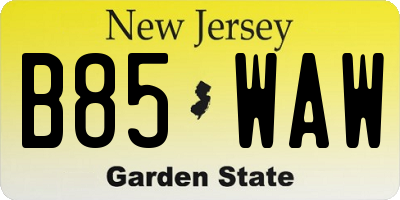 NJ license plate B85WAW