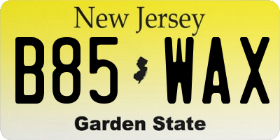 NJ license plate B85WAX