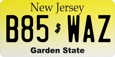 NJ license plate B85WAZ