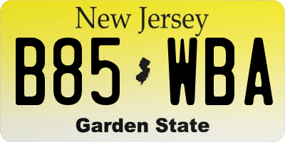 NJ license plate B85WBA