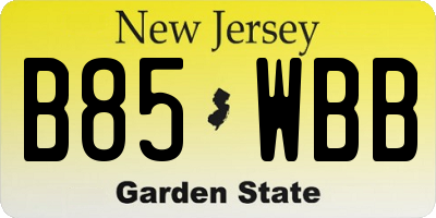NJ license plate B85WBB