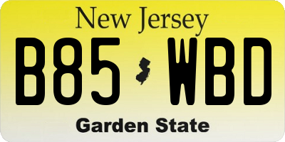 NJ license plate B85WBD