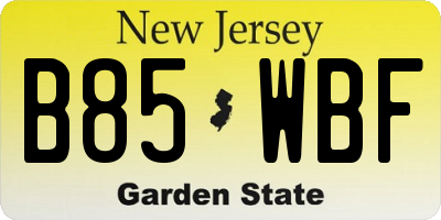 NJ license plate B85WBF