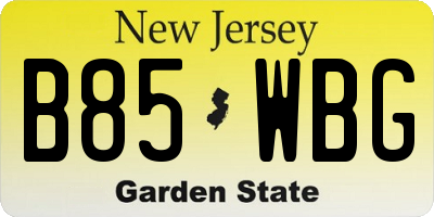 NJ license plate B85WBG