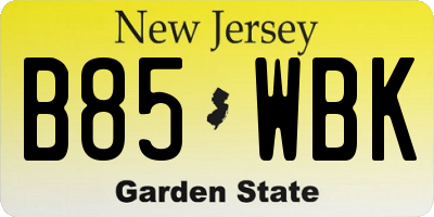 NJ license plate B85WBK