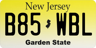 NJ license plate B85WBL