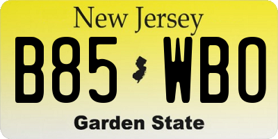 NJ license plate B85WBO