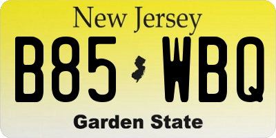 NJ license plate B85WBQ