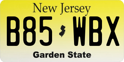 NJ license plate B85WBX