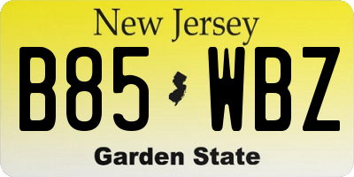 NJ license plate B85WBZ