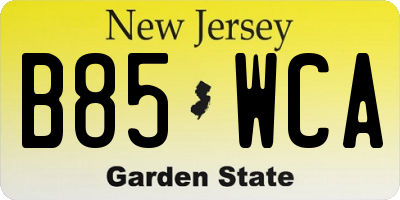 NJ license plate B85WCA