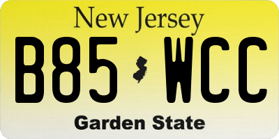 NJ license plate B85WCC