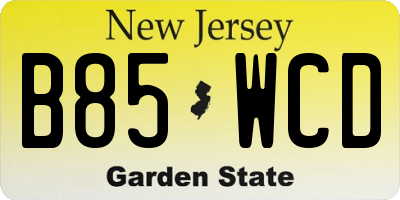 NJ license plate B85WCD