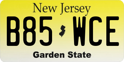 NJ license plate B85WCE