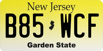NJ license plate B85WCF