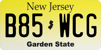 NJ license plate B85WCG