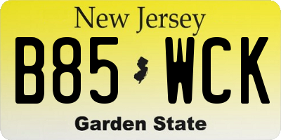 NJ license plate B85WCK