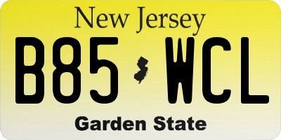 NJ license plate B85WCL