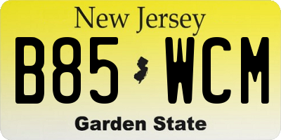 NJ license plate B85WCM