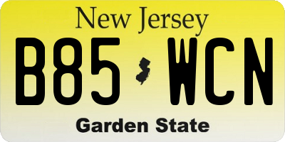 NJ license plate B85WCN