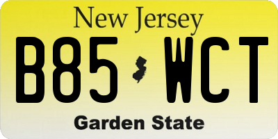 NJ license plate B85WCT