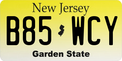 NJ license plate B85WCY