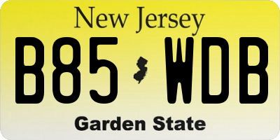 NJ license plate B85WDB