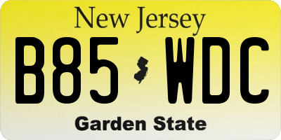 NJ license plate B85WDC
