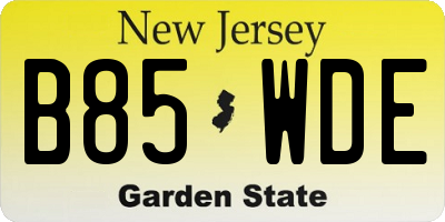 NJ license plate B85WDE