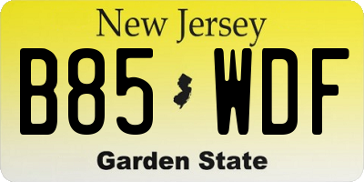 NJ license plate B85WDF