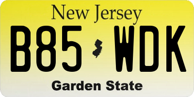 NJ license plate B85WDK