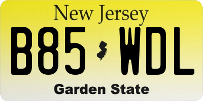 NJ license plate B85WDL