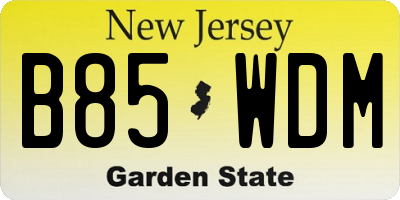 NJ license plate B85WDM