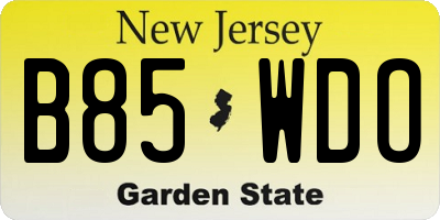 NJ license plate B85WDO