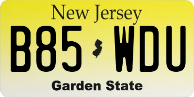 NJ license plate B85WDU