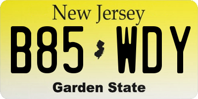 NJ license plate B85WDY