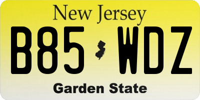 NJ license plate B85WDZ