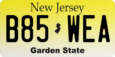 NJ license plate B85WEA