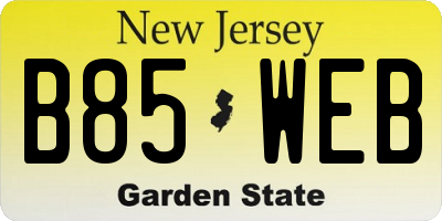NJ license plate B85WEB