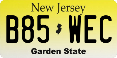 NJ license plate B85WEC