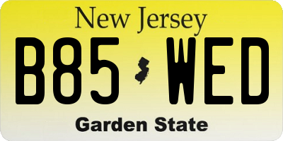 NJ license plate B85WED