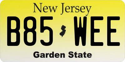 NJ license plate B85WEE