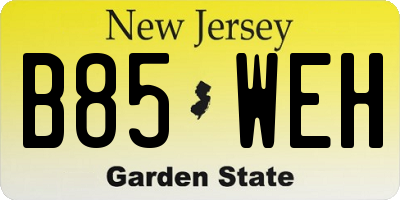 NJ license plate B85WEH