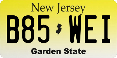NJ license plate B85WEI