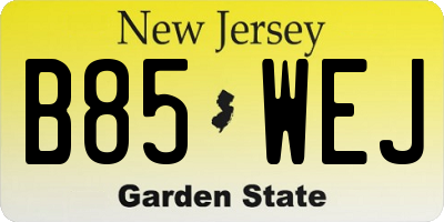 NJ license plate B85WEJ