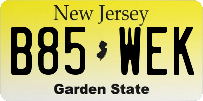 NJ license plate B85WEK