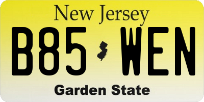 NJ license plate B85WEN