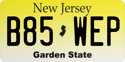 NJ license plate B85WEP