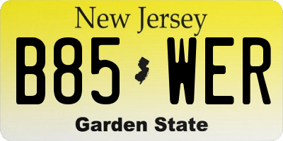 NJ license plate B85WER