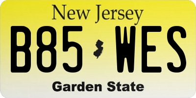 NJ license plate B85WES